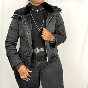 Blanc Noir Black Fur Jacket